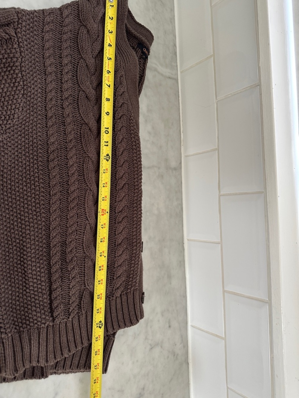 Quince Cable Knit Cardigan - Brown Size Small - Picture 6 of 7
